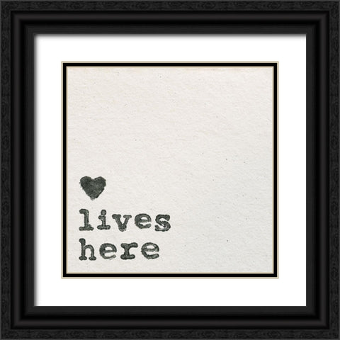 Love Lives Here Black Ornate Wood Framed Art Print with Double Matting by Wild Apple Portfolio