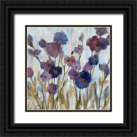 Abstracted Floral in Purple Black Ornate Wood Framed Art Print with Double Matting by Vassileva, Silvia