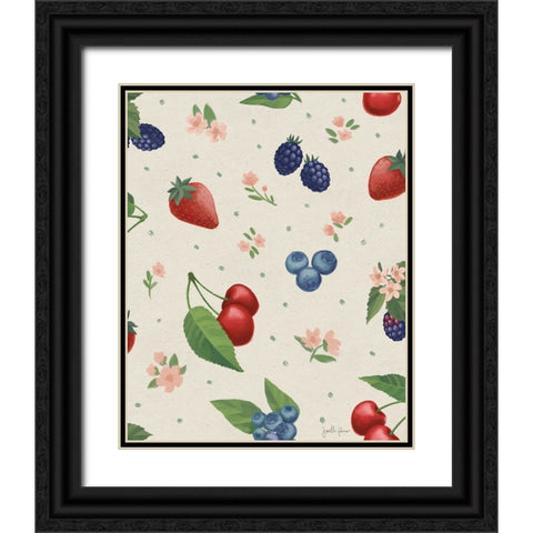 Berry Breeze Pattern IA Black Ornate Wood Framed Art Print with Double Matting by Penner, Janelle
