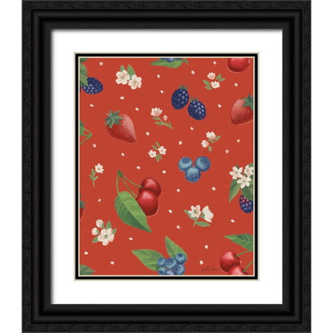Berry Breeze Pattern IB Black Ornate Wood Framed Art Print with Double Matting by Penner, Janelle