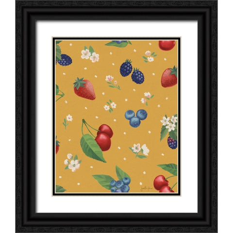 Berry Breeze Pattern IC Black Ornate Wood Framed Art Print with Double Matting by Penner, Janelle