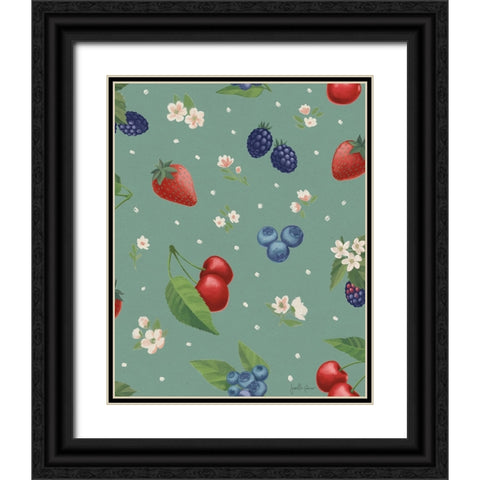 Berry Breeze Pattern ID Black Ornate Wood Framed Art Print with Double Matting by Penner, Janelle