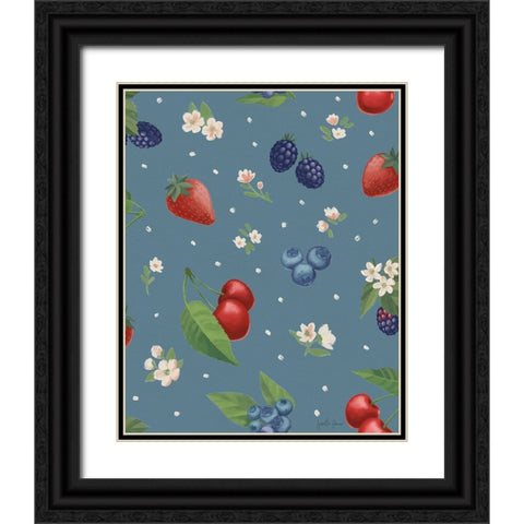 Berry Breeze Pattern IE Black Ornate Wood Framed Art Print with Double Matting by Penner, Janelle