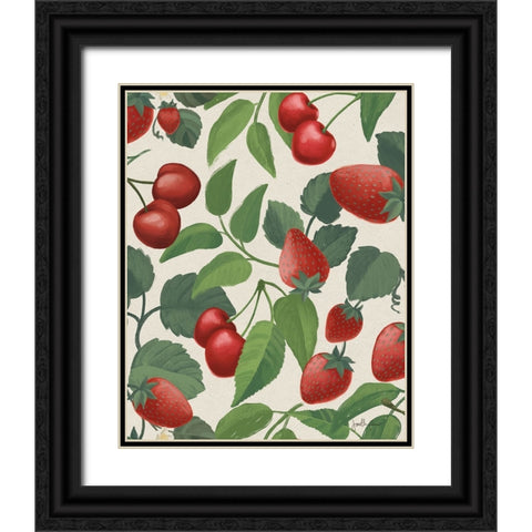 Berry Breeze Pattern III Black Ornate Wood Framed Art Print with Double Matting by Penner, Janelle