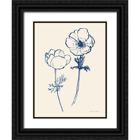 Ink Anemones II Black Ornate Wood Framed Art Print with Double Matting by Miller, Sara Zieve