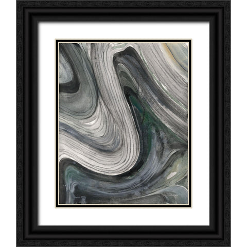 Swirl II Black Ornate Wood Framed Art Print with Double Matting by Hristova, Albena