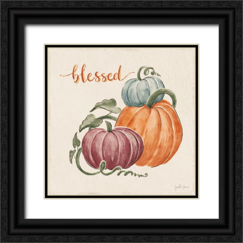 Harvest Jewels IV Pumpkins Sq Black Ornate Wood Framed Art Print with Double Matting by Penner, Janelle