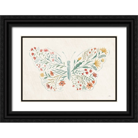 Wildflower Vibes Butterfly Black Ornate Wood Framed Art Print with Double Matting by Penner, Janelle