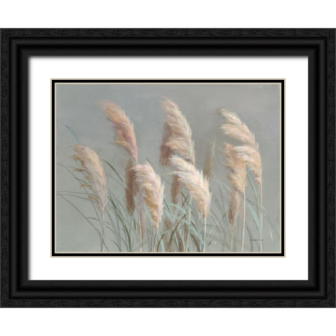 Pampas Grasses on Gray Black Ornate Wood Framed Art Print with Double Matting by Nai, Danhui