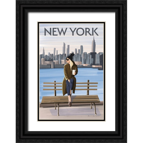 Girl in New York II Black Ornate Wood Framed Art Print with Double Matting by Escalante, Omar