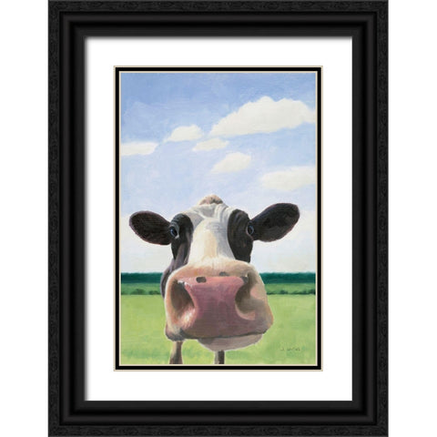 Funny Cow Black Ornate Wood Framed Art Print with Double Matting by Wiens, James