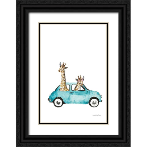 Giraffe Joy Ride III No Balloons Black Ornate Wood Framed Art Print with Double Matting by Charro, Mercedes Lopez