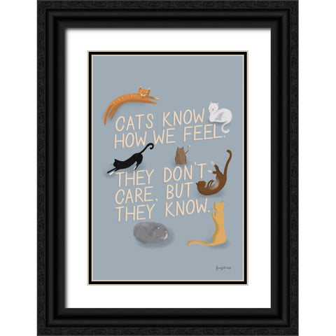 Ode to Cats Dark Black Ornate Wood Framed Art Print with Double Matting by Thorns, Becky
