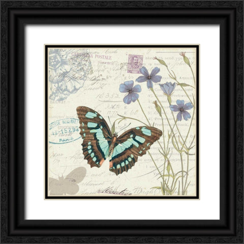 Papillon Tales I Black Ornate Wood Framed Art Print with Double Matting by Pela Studio