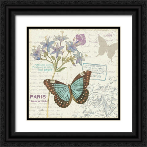 Papillon Tales II Black Ornate Wood Framed Art Print with Double Matting by Pela Studio