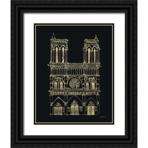 Notre Dame Sketch Black Ornate Wood Framed Art Print with Double Matting by Tillmon, Avery