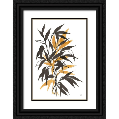 Amber Long Leaf I Black Ornate Wood Framed Art Print with Double Matting by Paschke, Chris