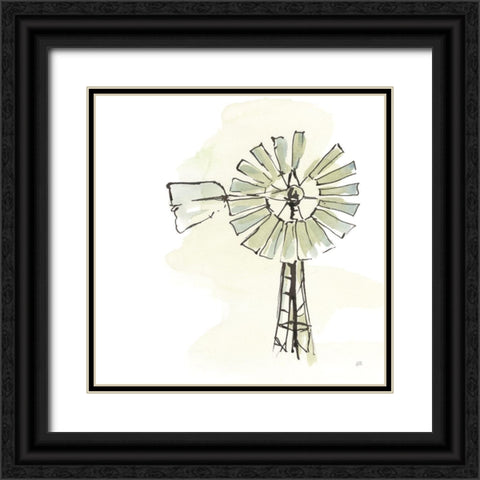 Windmill I Black Ornate Wood Framed Art Print with Double Matting by Paschke, Chris