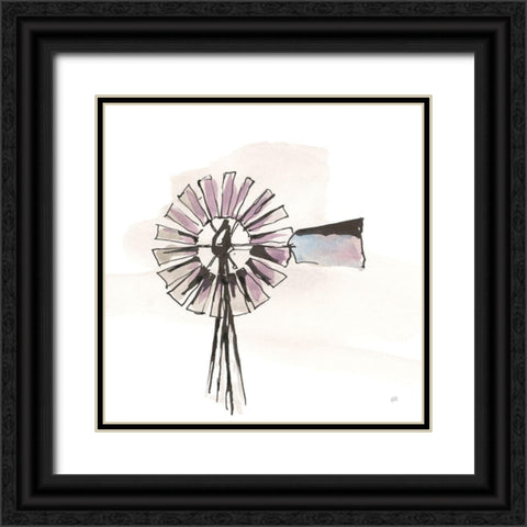 Windmill III Black Ornate Wood Framed Art Print with Double Matting by Paschke, Chris