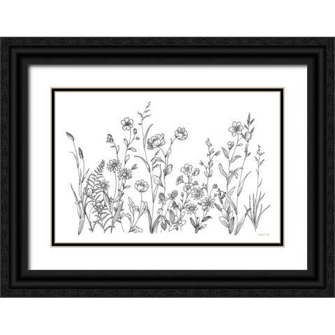 Black and White Garden Black Ornate Wood Framed Art Print with Double Matting by Nai, Danhui