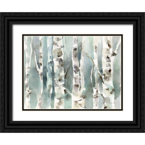 Winter Birches v2 Black Ornate Wood Framed Art Print with Double Matting by Pete, Katrina