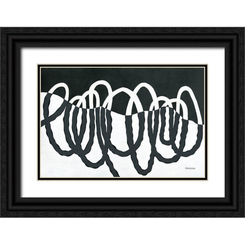 Loops III Dark Black Ornate Wood Framed Art Print with Double Matting by Ferguson, Kathy