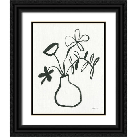 Floral Sketch I Black Ornate Wood Framed Art Print with Double Matting by Munger, Pamela