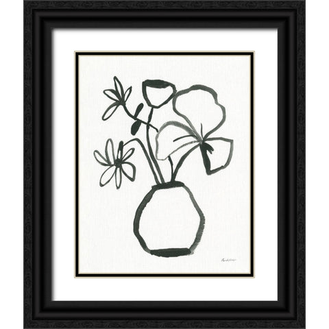 Floral Sketch II Black Ornate Wood Framed Art Print with Double Matting by Munger, Pamela
