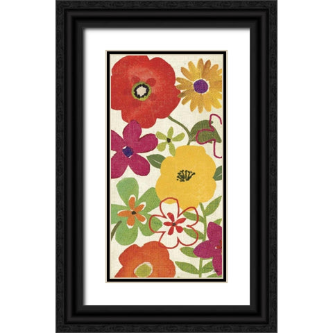 Watercolor Garden Panel I Black Ornate Wood Framed Art Print with Double Matting by Pela Studio