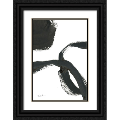 Inky V Black Ornate Wood Framed Art Print with Double Matting by Zaman, Farida