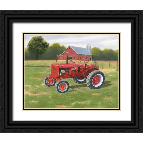 Vintage Tractor Black Ornate Wood Framed Art Print with Double Matting by Wiens, James