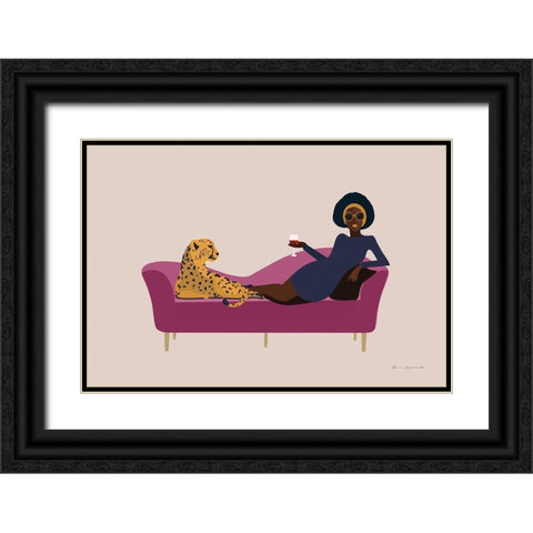 Wild Lounge I Pink Couch Black Ornate Wood Framed Art Print with Double Matting by Escalante, Omar