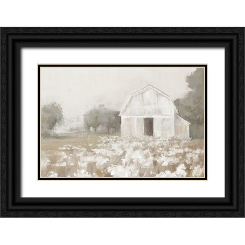 White Barn Meadow Neutral Crop Black Ornate Wood Framed Art Print with Double Matting by Nai, Danhui
