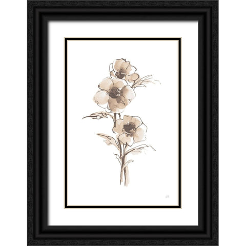 Wash Anemone II Neutral Black Ornate Wood Framed Art Print with Double Matting by Paschke, Chris