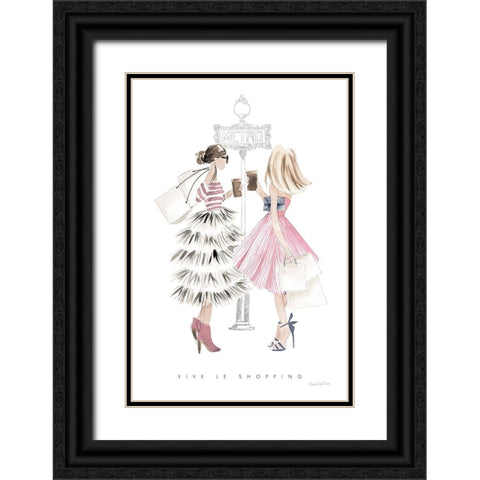 Paris Girlfriends II Pastel Black Ornate Wood Framed Art Print with Double Matting by Charro, Mercedes Lopez