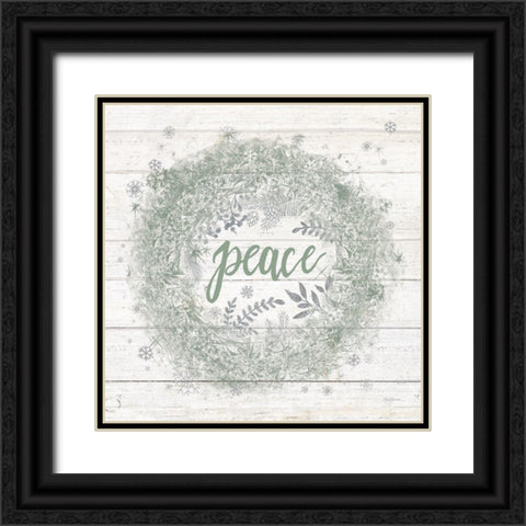 Frosty Peace Sage Silver Black Ornate Wood Framed Art Print with Double Matting by Urban, Mary