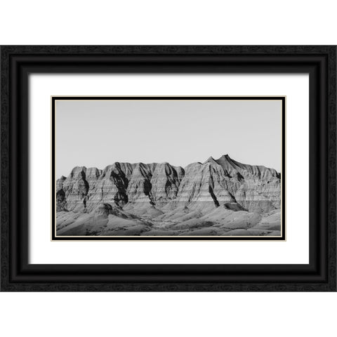 Badlands BW Black Ornate Wood Framed Art Print with Double Matting by Larson, Nathan