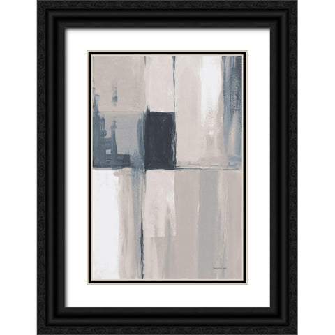 Overlay II Blue Black Ornate Wood Framed Art Print with Double Matting by Nai, Danhui