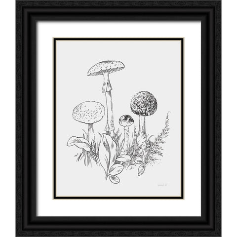 Natures Sketchbook II Bold Light Gray Black Ornate Wood Framed Art Print with Double Matting by Nai, Danhui
