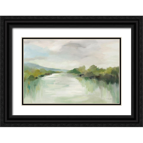 April River Light Black Ornate Wood Framed Art Print with Double Matting by Vassileva, Silvia