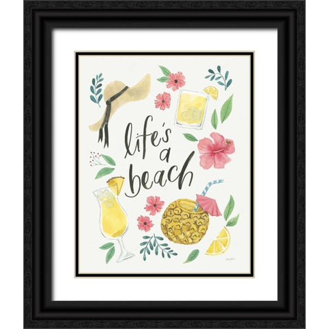 Lifes a Beach I Black Ornate Wood Framed Art Print with Double Matting by Jackson, Jenaya