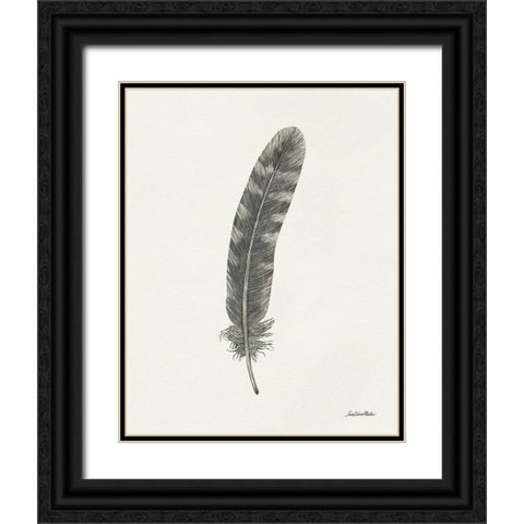 Springtime Feather I Black Ornate Wood Framed Art Print with Double Matting by Miller, Sara Zieve