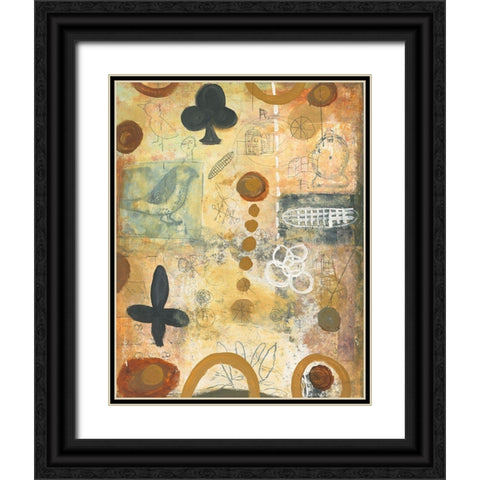 Bird in Hand Abstract Black Ornate Wood Framed Art Print with Double Matting by Warrick, Cheryl