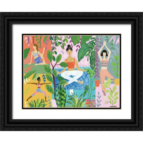 Yoga with Plants I Black Ornate Wood Framed Art Print with Double Matting by Zaman, Farida