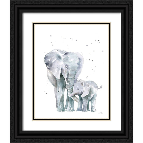 Mama Elephant Black Ornate Wood Framed Art Print with Double Matting by Pete, Katrina