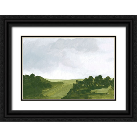 Country Lane Blue Sky Black Ornate Wood Framed Art Print with Double Matting by Mack, Lynn