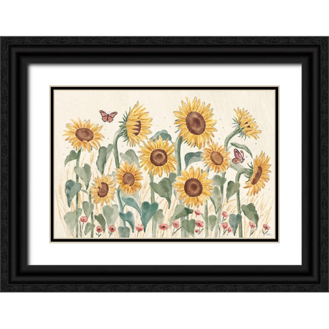 Sunflower Season I Bright Black Ornate Wood Framed Art Print with Double Matting by Penner, Janelle