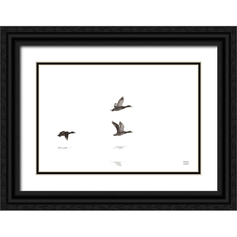 Three Departing Black Ornate Wood Framed Art Print with Double Matting by Larson, Nathan