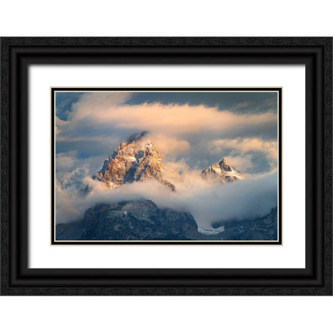 Grand Teton Clouds Color Black Ornate Wood Framed Art Print with Double Matting by Majchrowicz, Alan