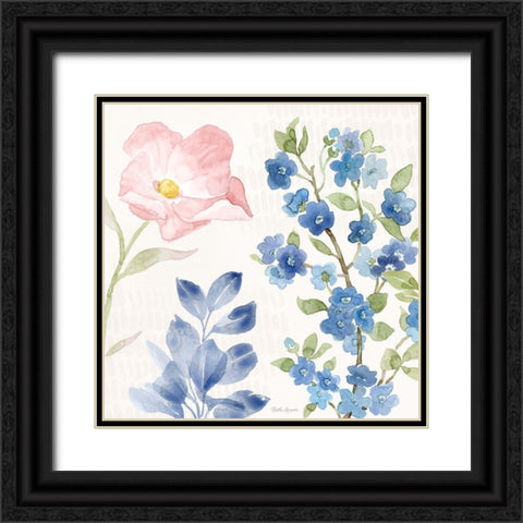 Indigo Petals II Black Ornate Wood Framed Art Print with Double Matting by Grove, Beth